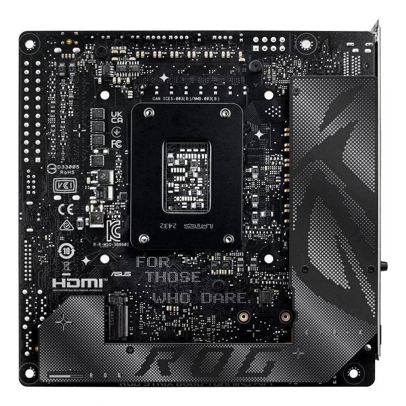 Motininė plokštė ASUS ROG STRIX B860-I GAMING WIFI — Intel B860, LGA 1851, mini ITX, 2× DDR5 DIMM (iki 128 GB), Wi‑Fi 7, 2.5Gb LAN