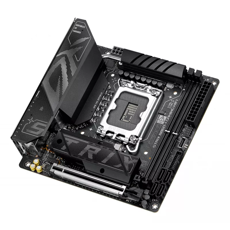 Motininė plokštė ASUS ROG STRIX B860-I GAMING WIFI — Intel B860, LGA 1851, mini ITX, 2× DDR5 DIMM (iki 128 GB), Wi‑Fi 7, 2.5Gb LAN