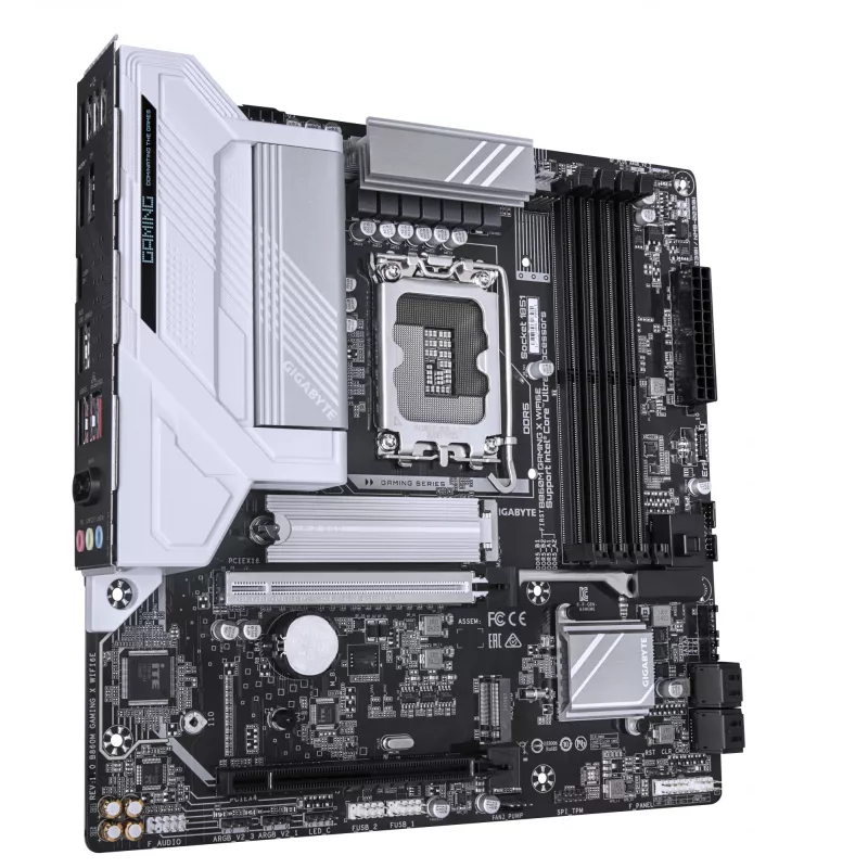 GIGABYTE B860M GAMING X WIFI6E pagrindinė plokštė – Intel Core Ultra serijos procesoriams, 8+1+2+2 fazių VRM, iki 9200MHz DDR5, 1xPCIe 5.0 + 1xPCIe 4.0 M.2, 2.5GbE LAN, WIFI 6E, USB 4