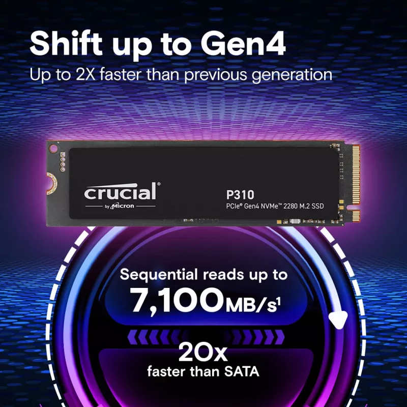 Crucial P310 500GB PCIe Gen4 x4 M.2 2280 NVMe SSD