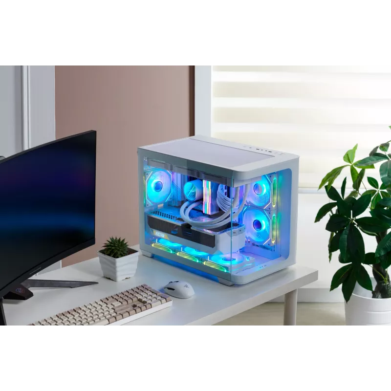 FSP S380-WA korpusas Mini Tower mITX, mATX baltas ARGB