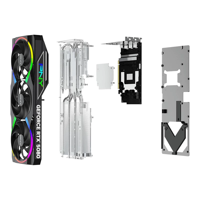 PNY GeForce RTX 5080 16GB ARGB Overclocked Triple Fan vaizdo plokštė - 16GB GDDR7 - DisplayPort 2.1b / HDMI 2.1b