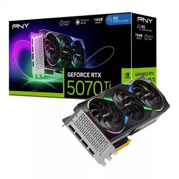 PNY GeForce RTX 5070 Ti 16 GB ARGB Overclocked Triple Fan – 16 GB GDDR7 – DisplayPort 2.1b / HDMI 2.1b