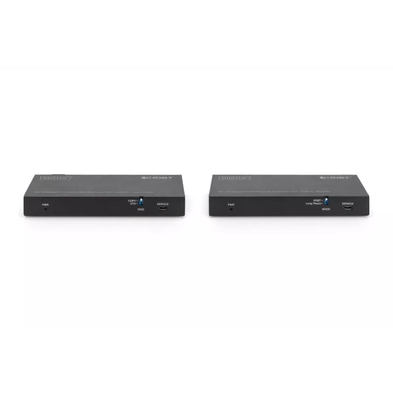 DIGITUS HDBaseT KVM prailgintuvų rinkinys. 150 m 4K/60 Hz. USB 2.0. PoC. IR. juoda