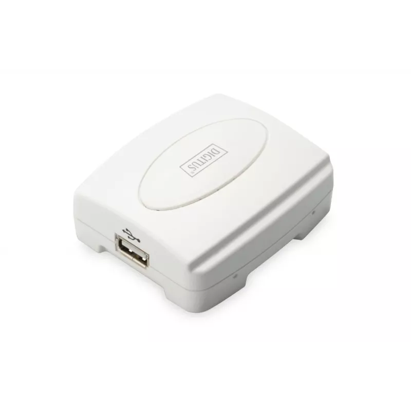 DIGITUS USB spausdintuvo serveris, 1 prievadas, 1x RJ45, 1x USB A, USB 2.0, visoms OS