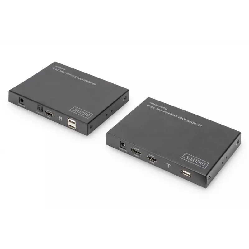 DIGITUS HDMI 2.0 KVM prailgintuvų rinkinys – 70 m, USB 1.1, lietimui jautrių ekranų palaikymas