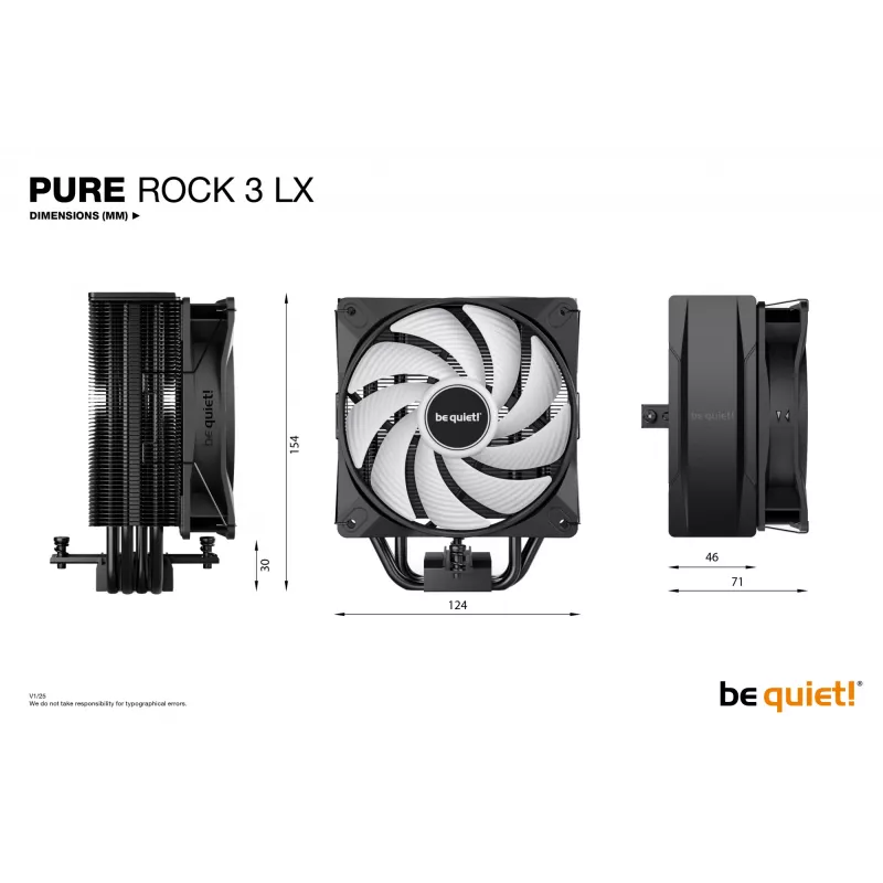 be quiet! Pure Rock 3 LX procesoriaus aušintuvas 12 cm juodas 1 vnt.