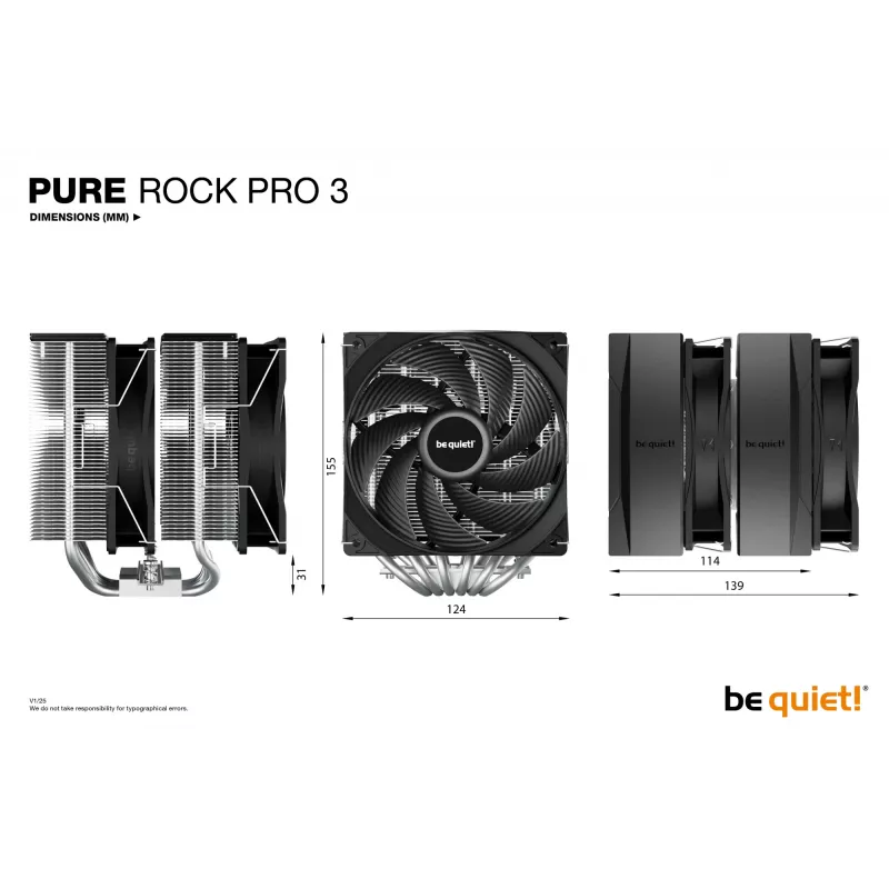 be quiet! Pure Rock Pro 3 procesoriaus aušintuvas 12 cm sidabrinis 1 vnt.