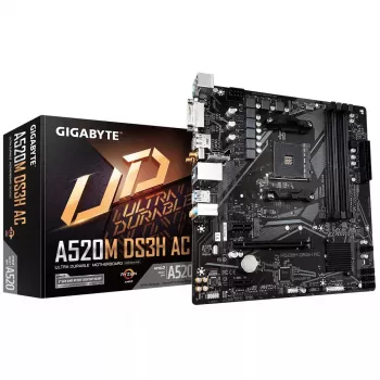 Motininė plokštė GIGABYTE A520M DS3H AC, A520, AM4, Micro ATX