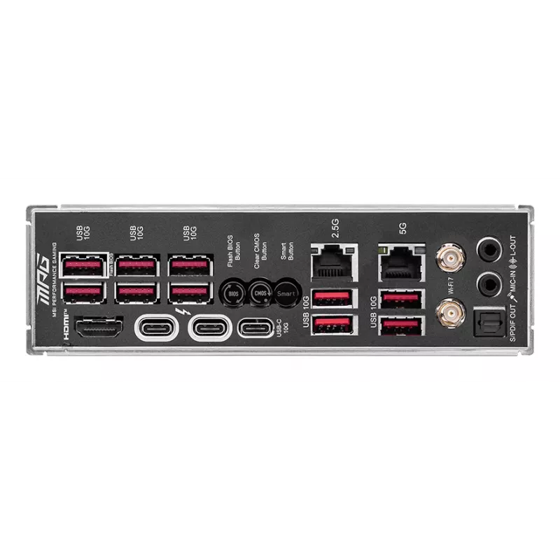 Motininė plokštė MSI MPG Z890 CARBON WIFI ATX — Intel LGA1851, Z890, DDR5, 4x DIMM, 5x M.2, Wi‑Fi 7, 2.5Gb LAN