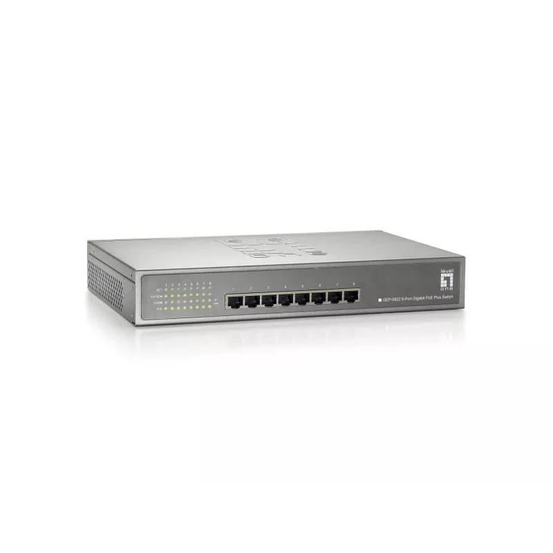 LevelOne GEP-0822 8 prievadų Gigabit PoE jungiklis, 802.3at/af PoE, 240W