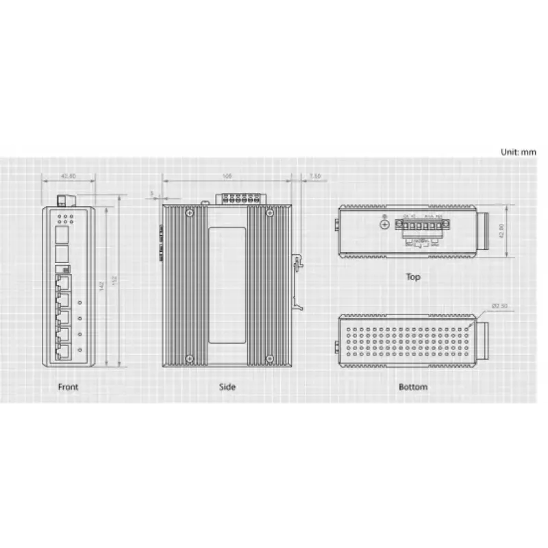 Pramoninis jungiklis LevelOne 6 prievadų Gigabit, 1 x SFP, 1 x SFP/RJ45 Combo, -40°C iki 75°C, DIN bėgelis