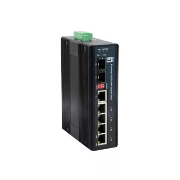 Pramoninis jungiklis LevelOne 6 prievadų Gigabit, 1 x SFP, 1 x SFP/RJ45 Combo, -40°C iki 75°C, DIN bėgelis