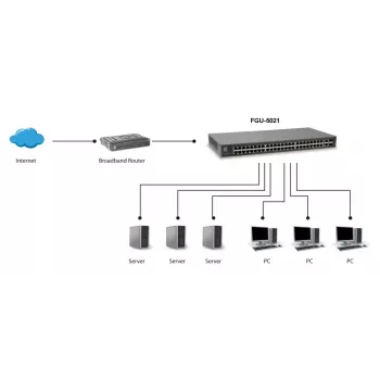 LevelOne 50 prievadų Fast Ethernet komutatorius, 2 x Gigabit SFP/RJ45 kombinuoti