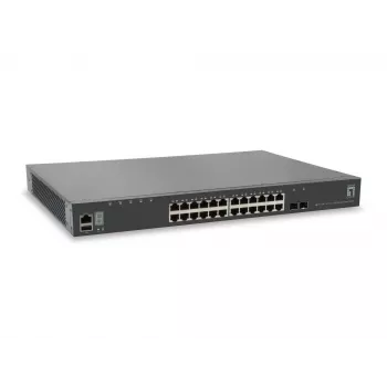 LevelOne KILBY GTL-2881 28 prievadų sukraunamas L3 Lite valdomas gigabitinis jungiklis, 2 x 10GbE SFP+, 1 x 10GbE modulio lizdas
