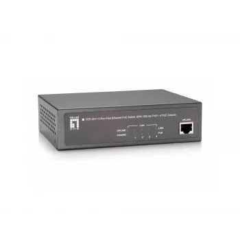 LevelOne FEP-0511 5 prievadų Fast Ethernet PoE komutatorius, 802.3at/af PoE, 4 PoE išėjimai, 65W