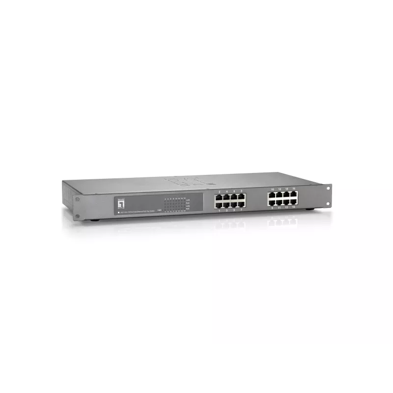 LevelOne 16 prievadų Fast Ethernet PoE jungiklis, 802.3at/af PoE, 150W
