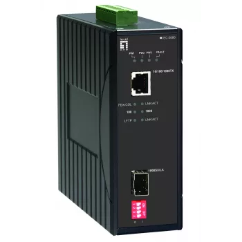 LevelOne IEC-2000 Gigabitinis pramoninis RJ45 į SFP medijos keitiklis, -40°C iki 75°C
