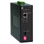 LevelOne IEC-2000 pramoninis Gigabit medijos keitiklis RJ45 į SFP, IP30, 12-48 V DC, aliuminis, juodas