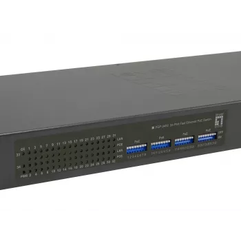 LevelOne 34 prievadų Fast Ethernet PoE komutatorius, 802.3at/af PoE, 32 PoE išėjimai, 2 x Gigabit RJ45, 250 W