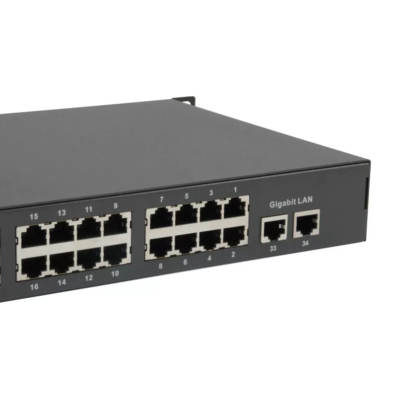 LevelOne 34 prievadų Fast Ethernet PoE jungiklis, 802.3at/af PoE, 32 PoE išėjimai, 2 x Gigabit RJ45, 380W