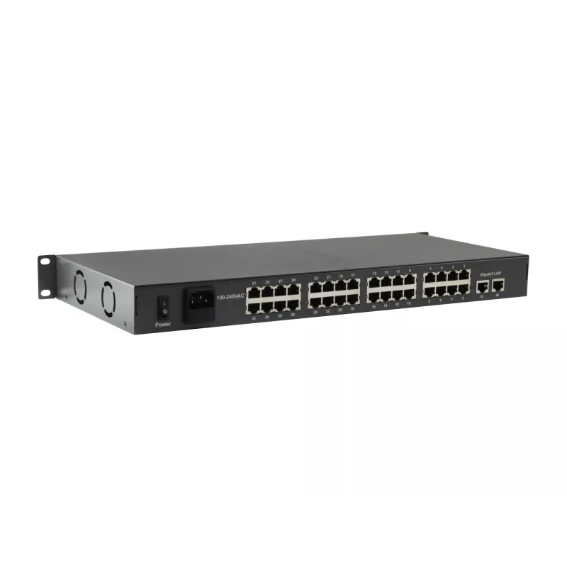 LevelOne 34 prievadų Fast Ethernet PoE jungiklis, 802.3at/af PoE, 32 PoE išėjimai, 2 x Gigabit RJ45, 380W