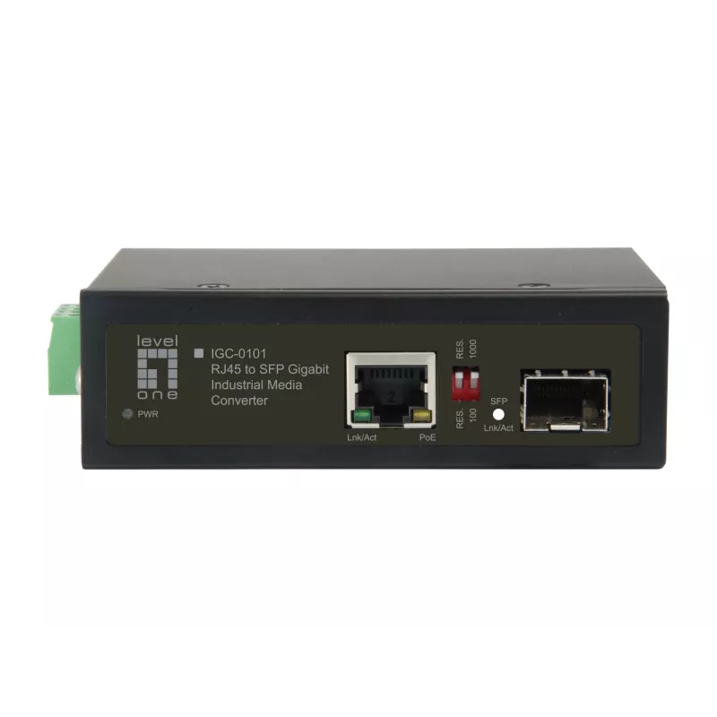 LevelOne IGC-0101 pramoninis RJ45 į SFP Gigabit medijos keitiklis su 1 PoE išėjimu