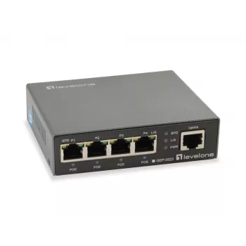 LevelOne GEP-0523 5 prievadų Gigabit PoE jungiklis, 802.3at/af PoE, 4 PoE išėjimai, 60 W