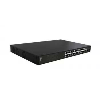LevelOne GEP-2821 tinklo jungiklis, nevaldomas, Gigabit Ethernet (10/100/1000), PoE, 1U, juodas
