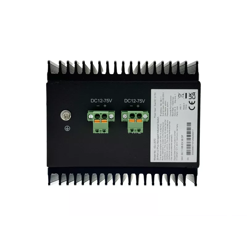 LevelOne 20-Port L2 Plus valdomas pramoninis jungiklis, 8 x 1GbE RJ45, 8 x 1GbE SFP, 4 x 1/2.5GbE SFP, DIN bėgis, -40°C iki 80°C