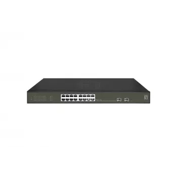 LevelOne Hilbert 18 prievadų Gigabit PoE Smart Lite jungiklis, 16 PoE išėjimų, 2 x Gigabit SFP, 802.3at/af PoE, 230 W PoE biudžetas