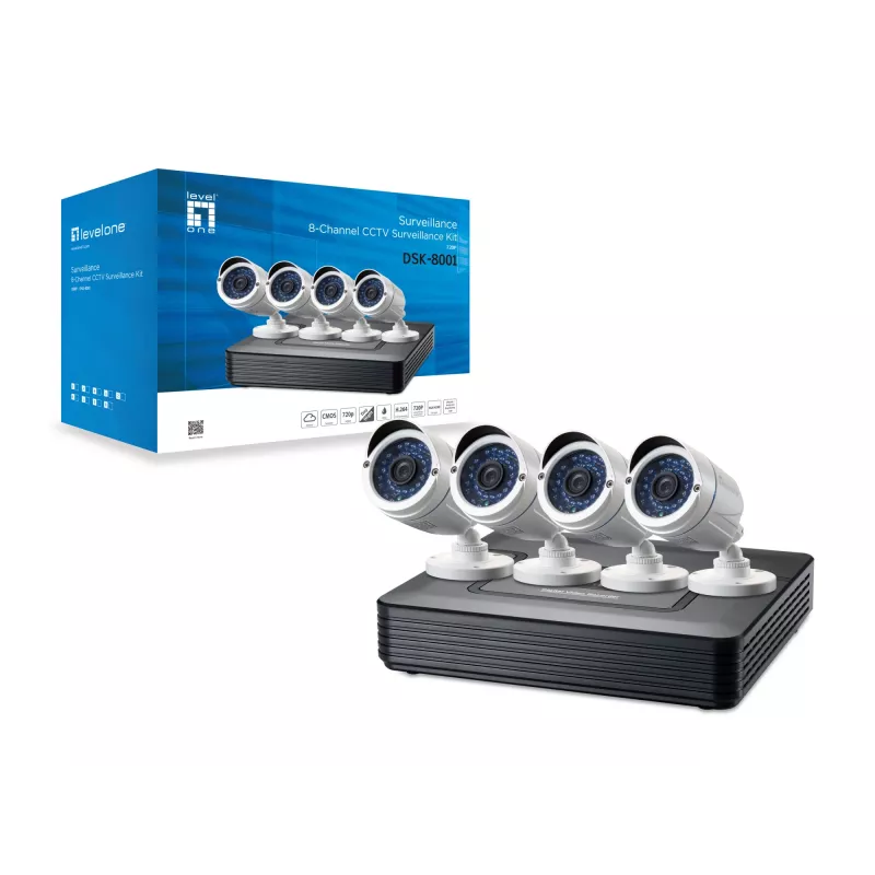 LevelOne DSK-8001 aštuonių kanalų vaizdo stebėjimo rinkinys, laidinis