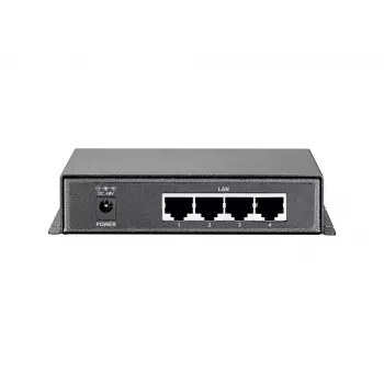 LevelOne GEP-0520 5-Portų Gigabit PoE komutatorius, 61.6 W, 802.3af PoE, 4 PoE išėjimai, su maitinimo adapteriu