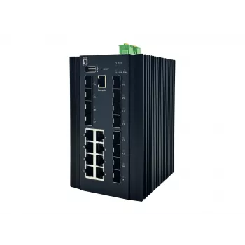 LevelOne IGX-2072 20-Port L2+ Pramoninis Valdomas Jungiklis, 8 x 1GbE RJ45, 8 x 1GbE SFP, 4 x 1/2.5/10GbE SFP+, DIN-Bėgis, -40°C iki 80°C