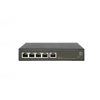 LevelOne Hilbert GES-2105P 5 prievadų gigabaitinis PoE valdomas Lite jungiklis, 802.3at/af PoE, 4 PoE išėjimai, 60W PoE biudžetas