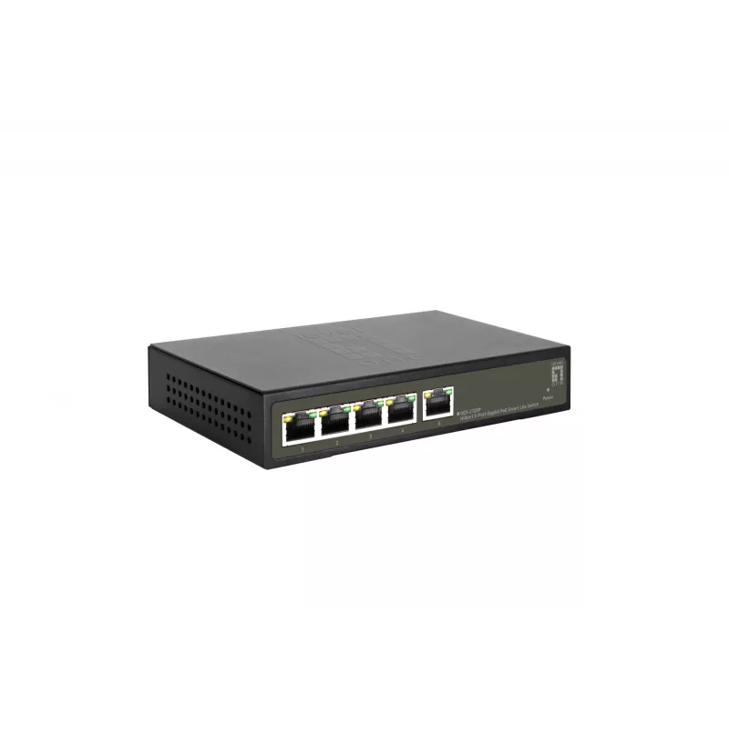LevelOne Hilbert GES-2105P 5 prievadų gigabaitinis PoE valdomas Lite jungiklis, 802.3at/af PoE, 4 PoE išėjimai, 60W PoE biudžetas