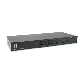 LevelOne 16 prievadų PS/2-USB VGA KVM jungiklis, 2048 x 1536 pikseliai, montavimas į stovą, 1U, juoda