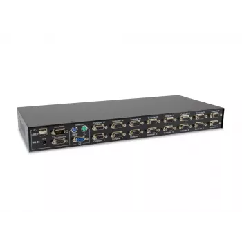 LevelOne 16 prievadų PS/2-USB VGA KVM jungiklis, 2048 x 1536 pikseliai, montavimas į stovą, 1U, juoda