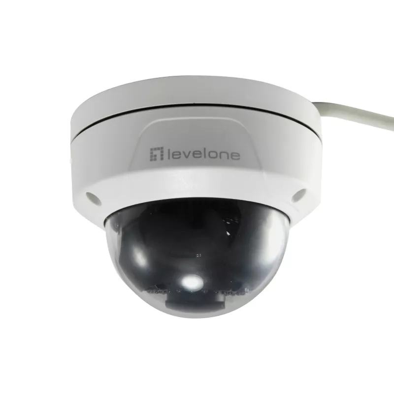 LevelOne GEMINI FCS-3402 fiksuoto vaizdo kupolinė tinklo kamera, 2 MP, H.265, vandalams atspari, 802.3af PoE, vidaus / lauko