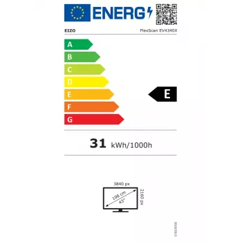 EIZO FlexScan EV4340X-WT monitor kompiuterinis 108 cm (42,5 colio) 3840 x 2160 pikselių 4K Ultra HD LCD baltas