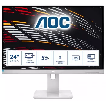 AOC P1 24P1/GR kompiuterio monitorius 60,5 cm (23,8 col.) 1920 x 1080 pikselių Full HD LED pilkas