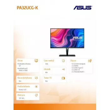 ASUS ProArt PA32UCG-K monitorius 81,3 cm (32 colių) 3840 x 2160 pikselių 4K Ultra HD LED juodas