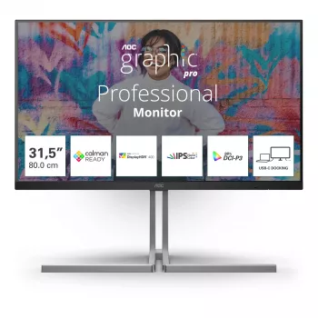AOC U32U3CV monitor kompiuterinis 80 cm (31,5 colio) 3840 x 2160 pikselių 4K Ultra HD LCD juodas