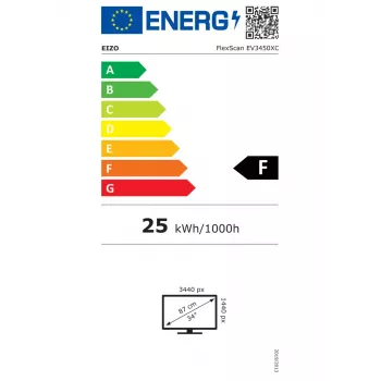 Monitorius EIZO FlexScan EV3450XC-BK 86,6 cm (34,1 colio) 3440 x 1440 pikselių „UltraWide Quad HD“ LCD juodas