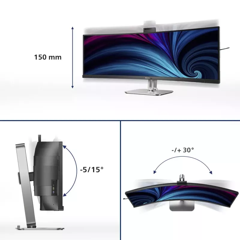 Philips 49B2U6903CH/00 monitor 124,5 cm (49 colių) 5120 x 1440 pikselių Dual QHD LCD pilkas