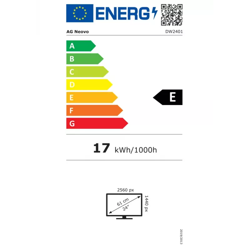 AG Neovo DW2401 monitorius 60,5 cm (23,8 colio) 2560 x 1440 pikselių Wide Quad HD LED juodas