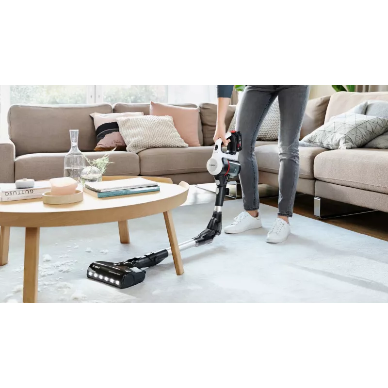 Bosch BSS711W belaidis šluotinis dulkių siurblys, akumuliatorinis, be maišelio, 0,3 l, juodos, sidabrinės, baltos spalvos