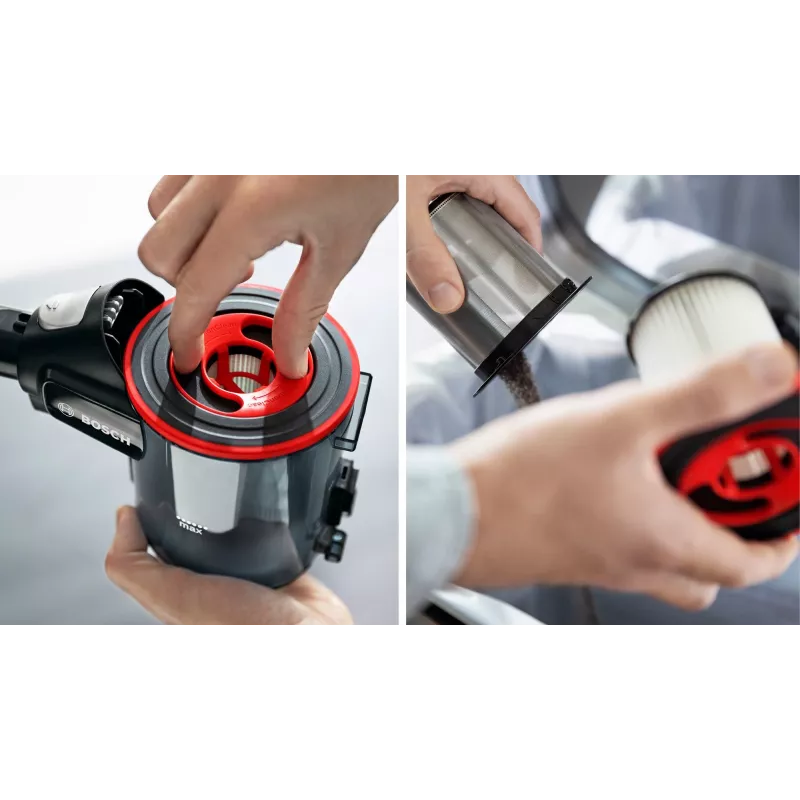 Bosch BSS711W belaidis šluotinis dulkių siurblys, akumuliatorinis, be maišelio, 0,3 l, juodos, sidabrinės, baltos spalvos