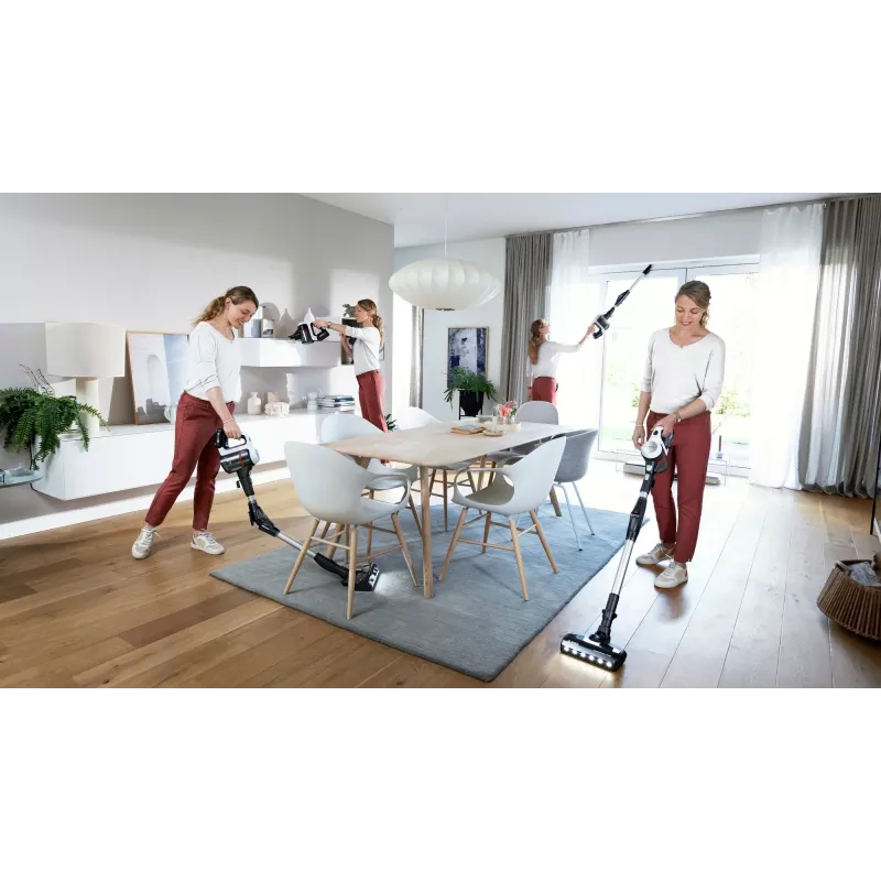 Bosch BSS711W belaidis šluotinis dulkių siurblys, akumuliatorinis, be maišelio, 0,3 l, juodos, sidabrinės, baltos spalvos