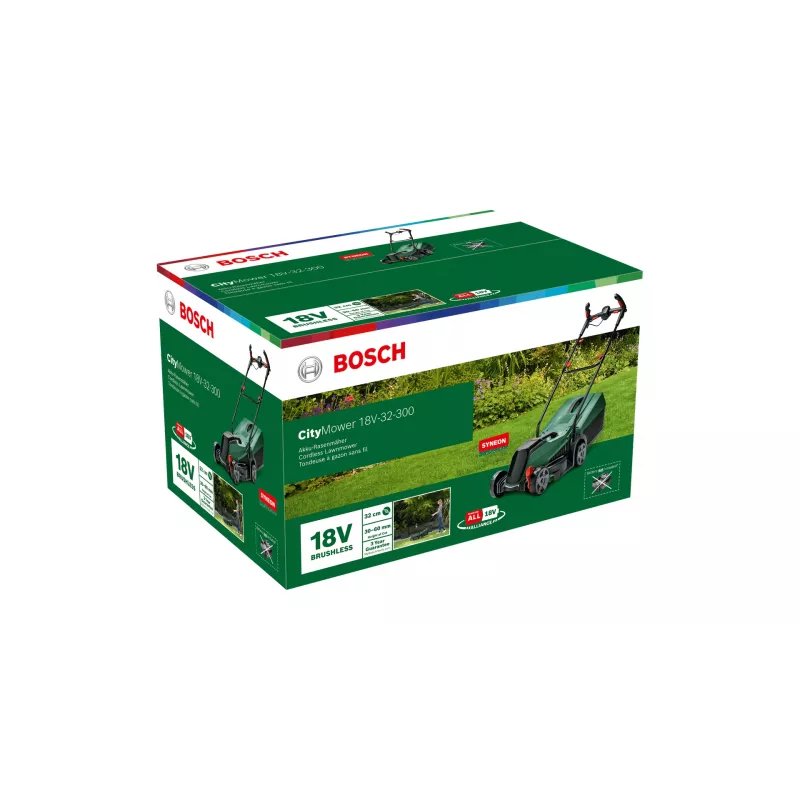 Bosch City Mower 18V-32 akumuliatorinis stumiamas vejapjovė juoda, žalia